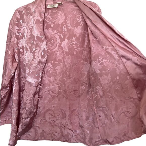 Victoria’s Secret Gold Label Vintage 90s Pink Satin Floral PJ Set Medium - Picture 4 of 16